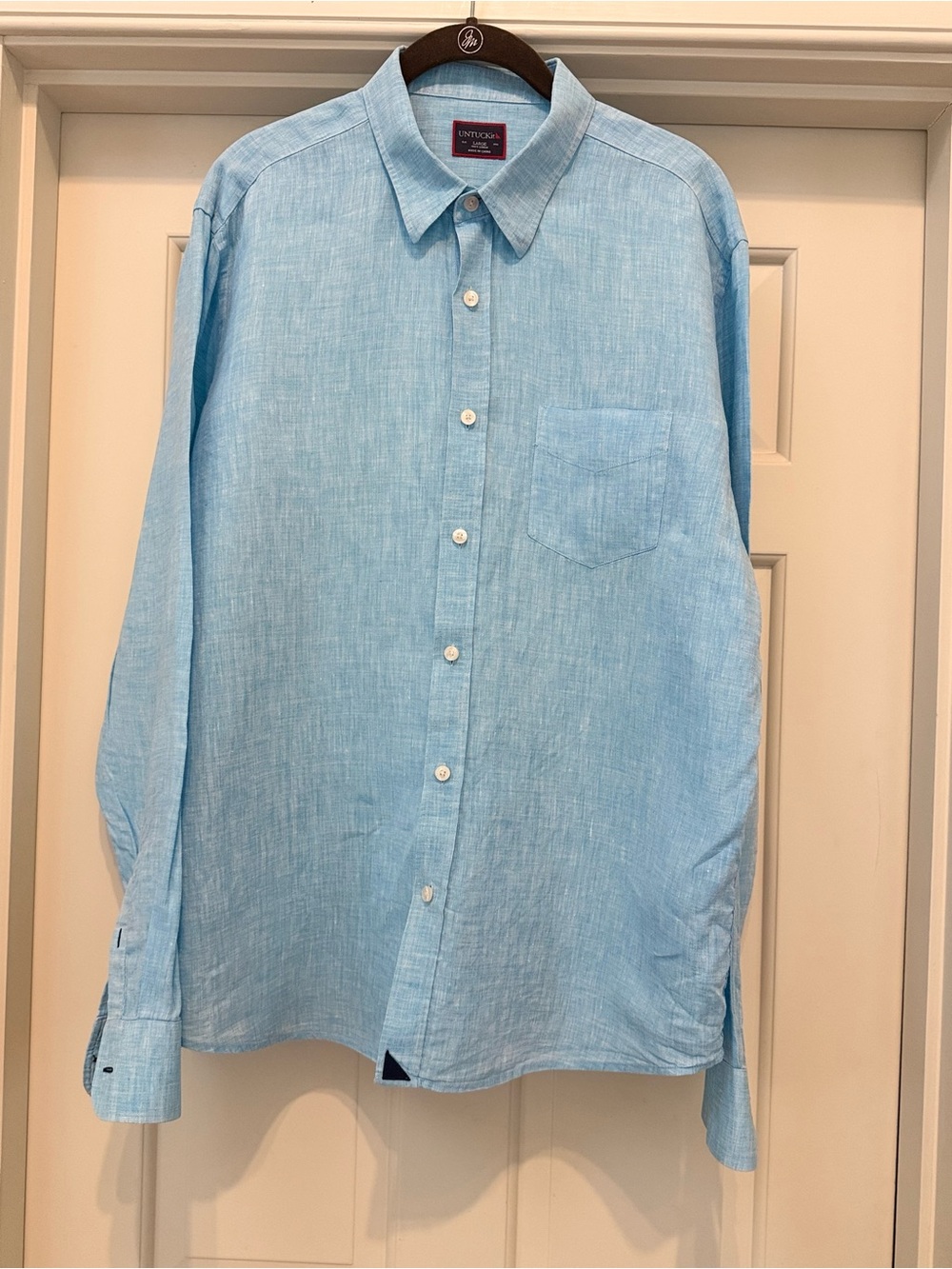 UNTUCKit Light Blue Wrinkle-Resistant Linen Button-Down Shirt - Men's Large